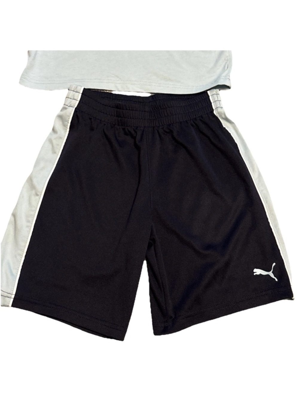 (2) PUMA boys T-shirts & Athletic Shorts Sets Big Logo Sage White Black Size 7 - Picture 9 of 16
